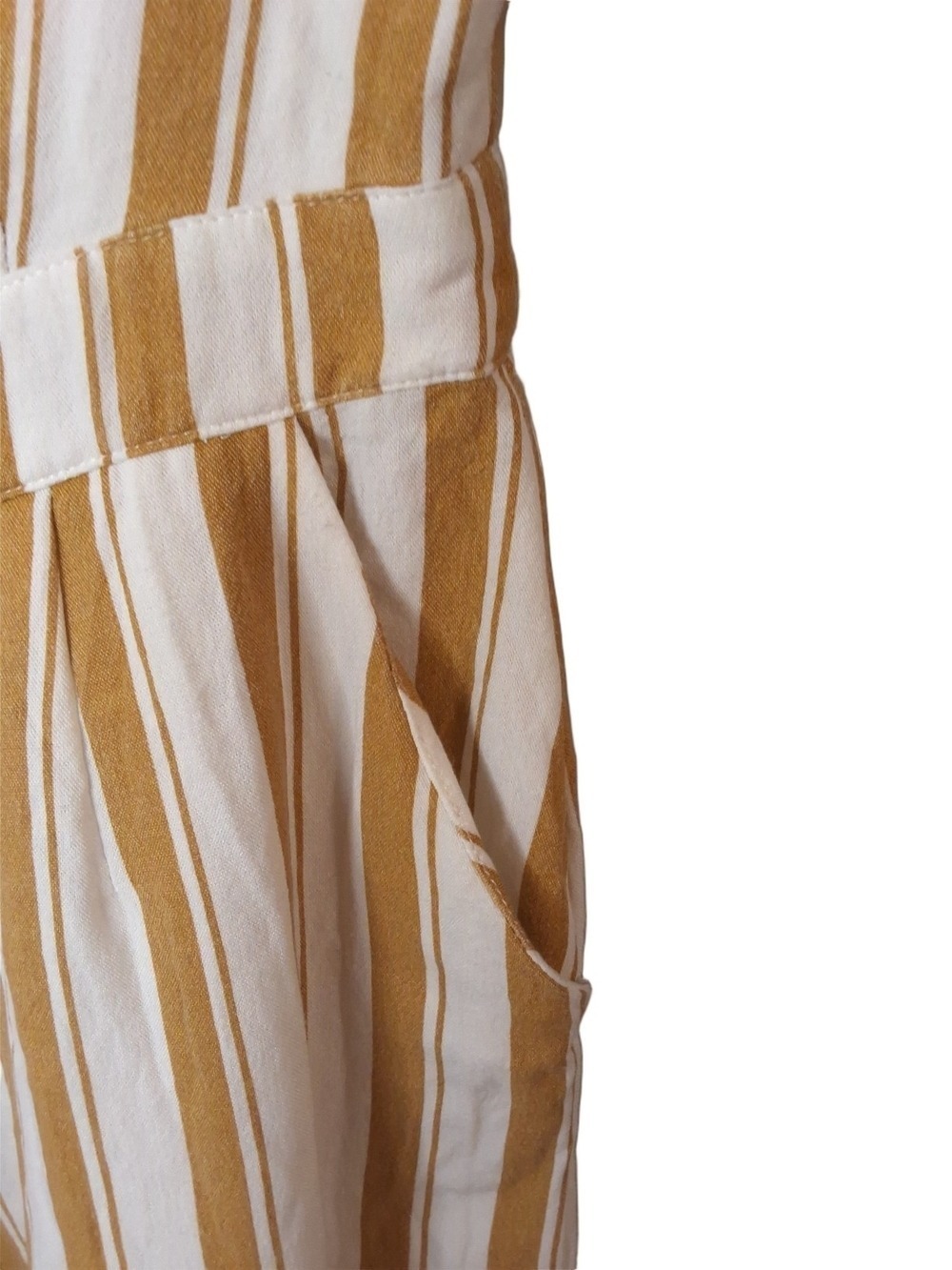 Love Culture Striped Wide-Leg Jumpsuit Size Small Mustard Gold White - Picture 4 of 9